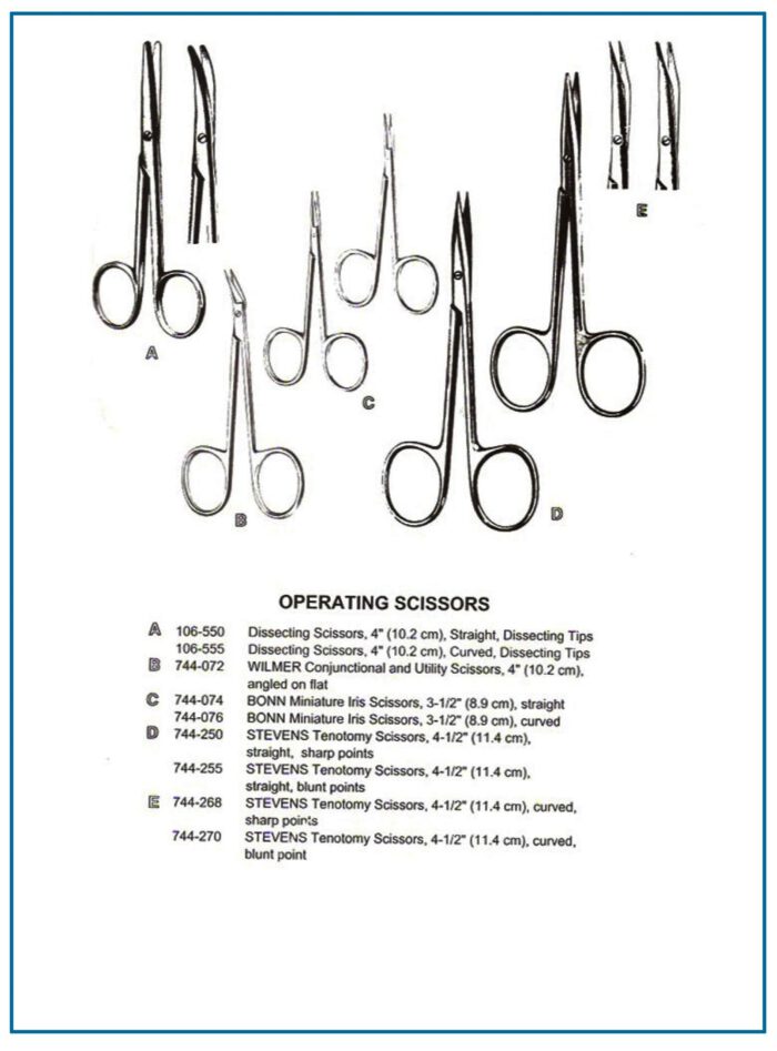 Dissecting Scissors Utility Scissors Miniature Iris Scissors Tenotomy Scissors