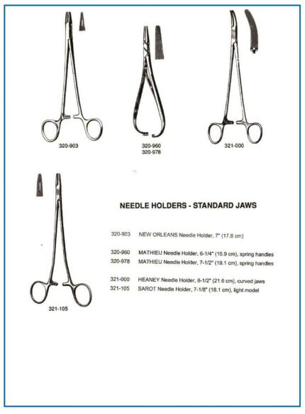 Heaney needle holder, 6 1/4'', curved, serrated jaws, ring handle