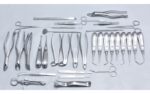 Complete 34-piece dental extraction kit designed for oral surgery, tooth removal, and root elevators.